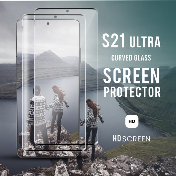 2 Pack Galaxy S21 Ultra - Härdat glas 9H - Super kvalitet 3D