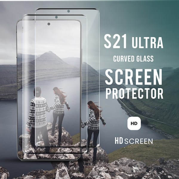 2-Pack GALAXY S21 ULTRA Skærmbeskyttelse - Hærdet Glas 9H - Super kvalitet 3D