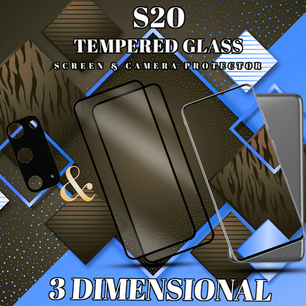 2-Pack Samsung S20 Skärmskydd & 1-Pack linsskydd - Härdat Glas 9H - Super kvalitet 3D