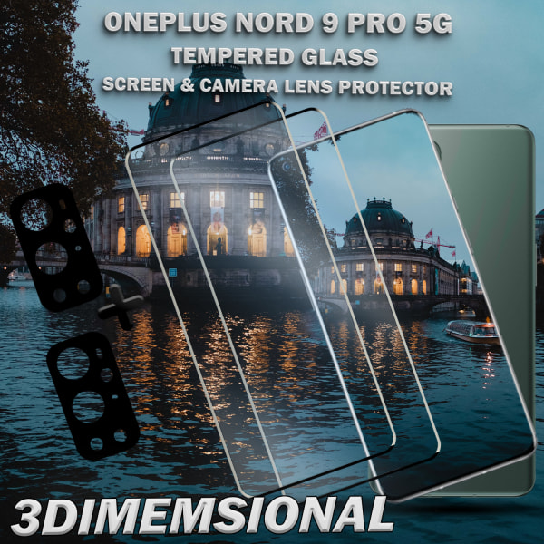 2-Pack OnePlus Nord 9 Pro 5G & 2-Pack linsskydd - Härdat Glas 9H - Super kvalitet 3D