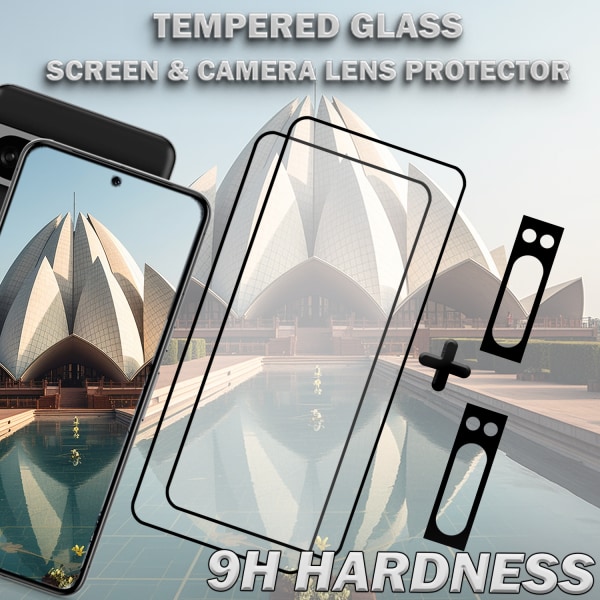 2-Pack GOOGLE PIXEL 8 PRO Skärmskydd & 2-Pack linsskydd - Härdat Glas 9H - Super kvalitet 3D