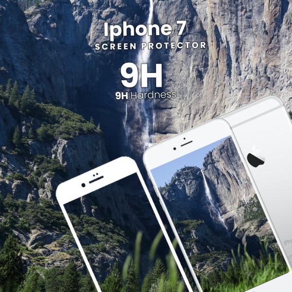 iPhone 7 Vit - Härdat Glas 9H - Super Kvalitet 3D Skärmskydd