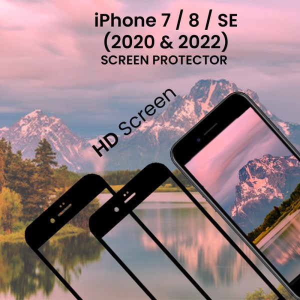 2 Pack Iphone 7&8 SE (2020-2022) Svart - Härdat Glas 9H - 3D