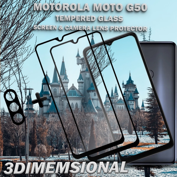 2-Pack Motorola Moto G50 Skärmskydd & 1-Pack linsskydd - Härdat Glas 9H - Super kvalitet 3D