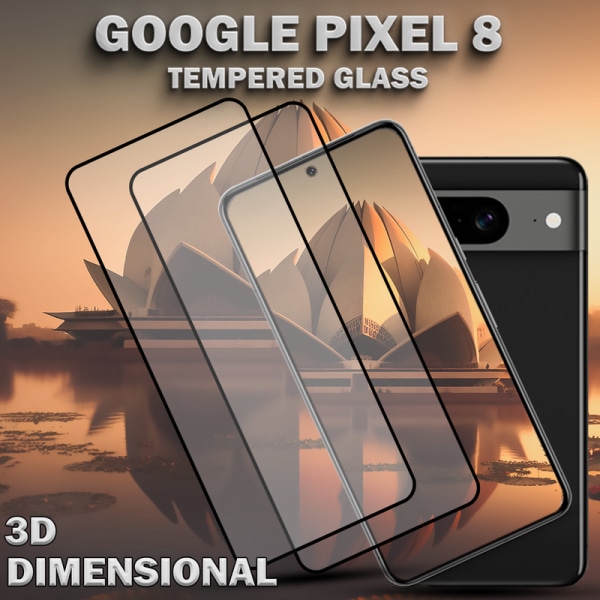 2-Pack GOOGLE PIXEL 8 Skärmskydd - Härdat Glas 9H - Super kvalitet 3D