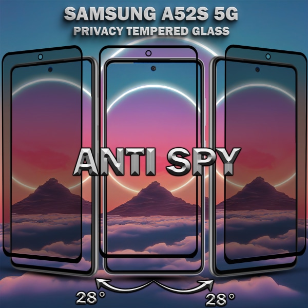 1-Pack Privacy Skärmskydd For Samsung A52S (5G) - Härdat Glas 9H - Super Kvalitet 3D