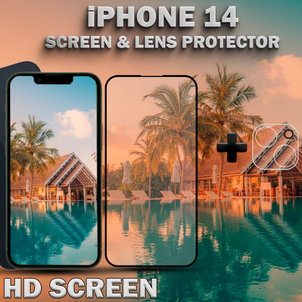 1-Pack iPhone 14 Skärmskydd & 1-Pack linsskydd - Härdat Glas 9H - Super kvalitet 3D