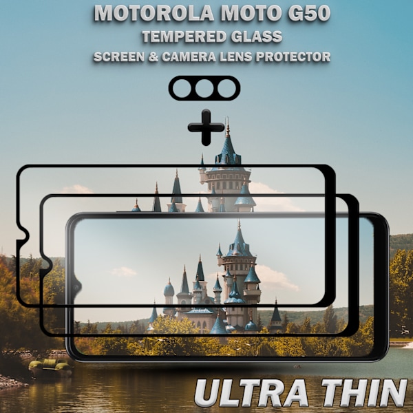 2-Pack MOTOROLA MOTO G50 Näytönsuoja & 1-Pack linssinsuoja - Karkaistu Lasi 9H - Super laatu 3D