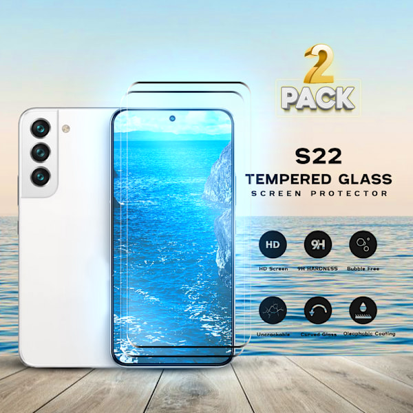 2-Pack SAMSUNG S22 Skærmbeskyttelse - Hærdet Glas 9H - Super kvalitet 3D