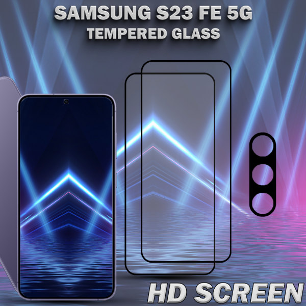 2-Pack SAMSUNG S23 FE 5G Skärmskydd & 1-Pack linsskydd - Härdat Glas 9H - Super kvalitet 3D