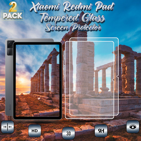 2-Pack XIAOMI REDMI PAD Näytönsuoja - Karkaistu Lasi 9H - Super laatu 3D