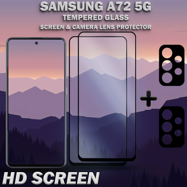 2-Pack Samsung A72 5G & 2-Pack linsskydd - Härdat Glas 9H - Super kvalitet 3D