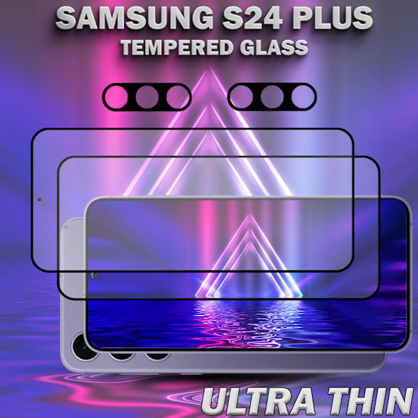 2-Pack SAMSUNG S24 PLUS Näytönsuoja & 2-Pack linssinsuoja - Karkaistu Lasi 9H - Super laatu 3D