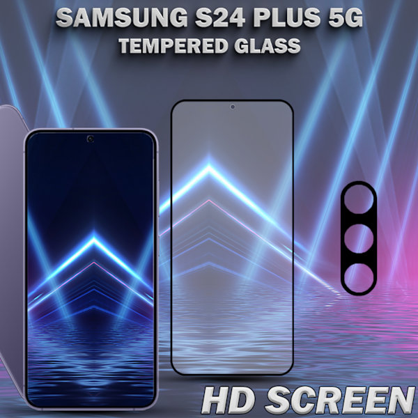 1-Pack SAMSUNG S24 PLUS Skærmbeskyttelse & 1-Pack linsebeskyttelse - Hærdet Glas 9H - Super kvalitet 3D