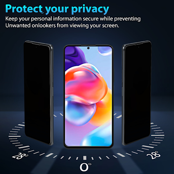 1-Pack Xiaomi Redmi Note 11 Pro Plus Privacy Näytönsuoja - Karkaistu Lasi 9H - Super laatu 3D