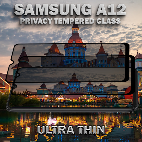 2-Pack Privacy Skärmskydd For Samsung A12 - Härdat Glas 9H - Super Kvalitet 3D