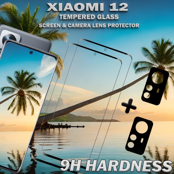 2-Pack Xiaomi 12 Skärmskydd & 2-Pack linsskydd - Härdat Glas 9H - Super kvalitet 3D