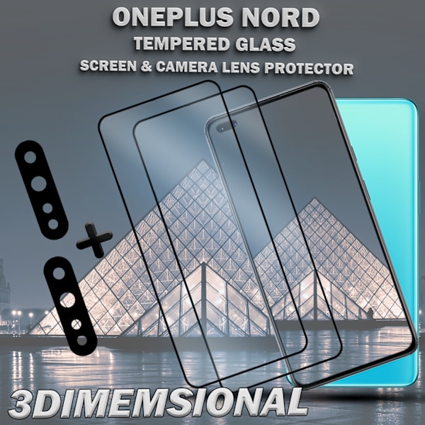 2-Pack ONEPLUS NORD Näytönsuoja & 2-Pack linssinsuoja - Karkaistu Lasi 9H - Super laatu 3D
