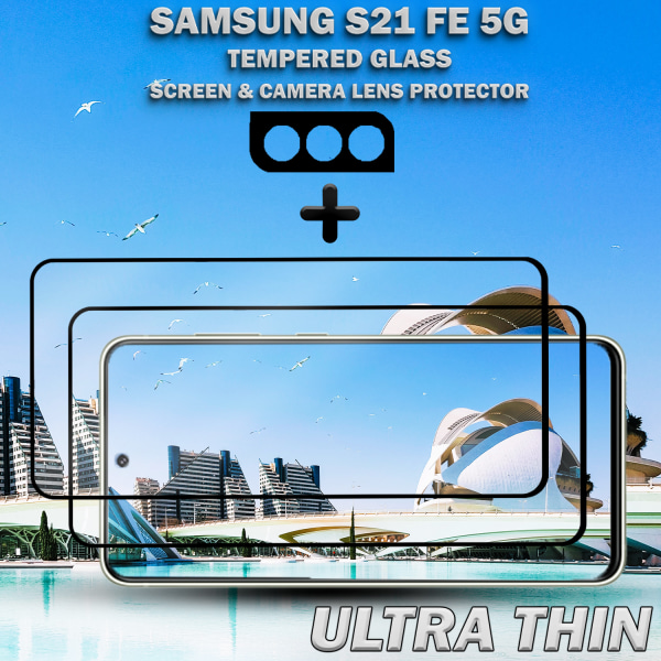 2-Pack Samsung S21 FE (5G) Skärmskydd & 1-Pack linsskydd - Härdat Glas 9H - Super kvalitet 3D