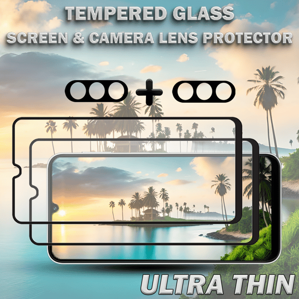 2-Pack SAMSUNG A24 Skärmskydd & 2-Pack linsskydd - Härdat Glas 9H - Super kvalitet 3D