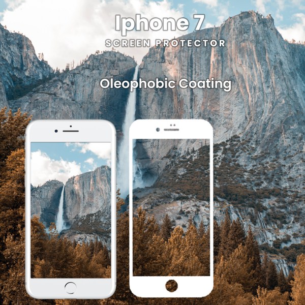 iPhone 7 Vit - Härdat Glas 9H - Super Kvalitet 3D Skärmskydd