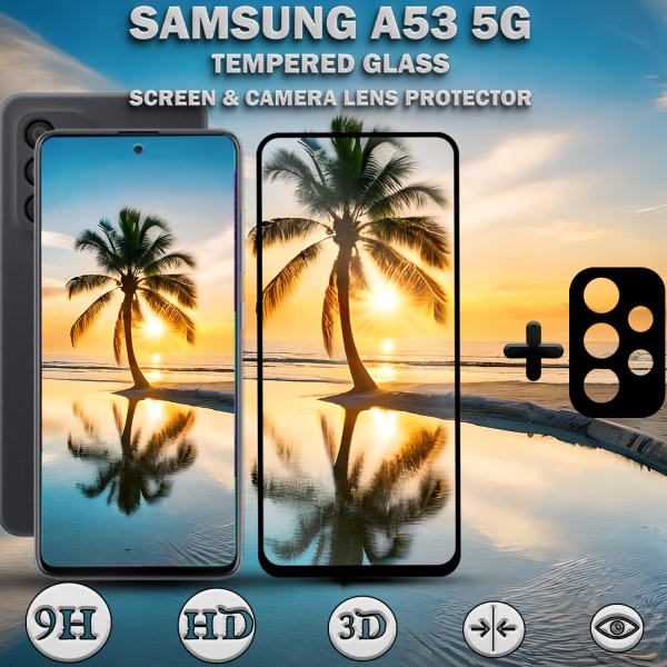 Samsung A53 5G & 1-Pack linsskydd - Härdat Glas 9H - Super kvalitet 3D