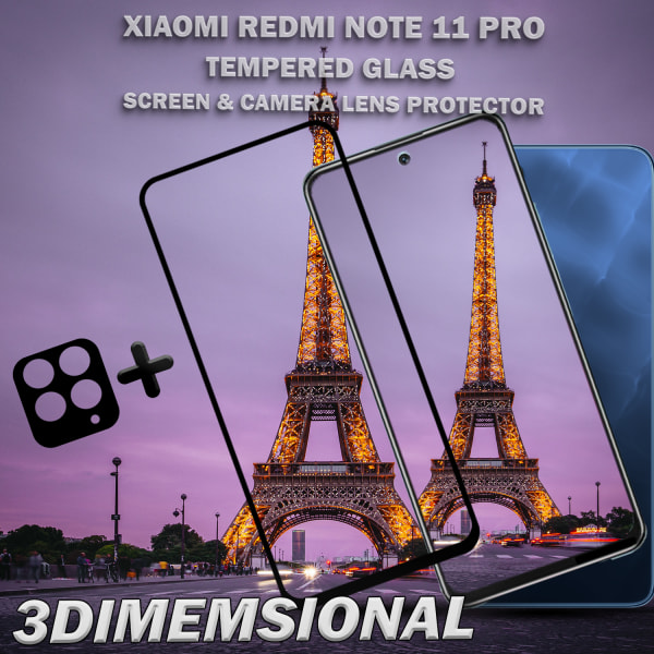 1-Pack Xiaomi Redmi Note 11 Pro Skärmskydd & 1-Pack linsskydd - Härdat Glas 9H - Super kvalitet 3D