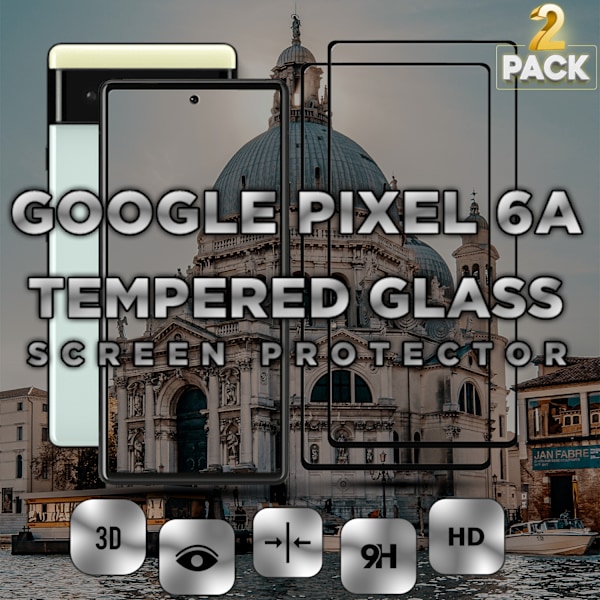 2-Pack GOOGLE PIXEL 6A Näytönsuoja - Karkaistu Lasi 9H - Super laatu 3D