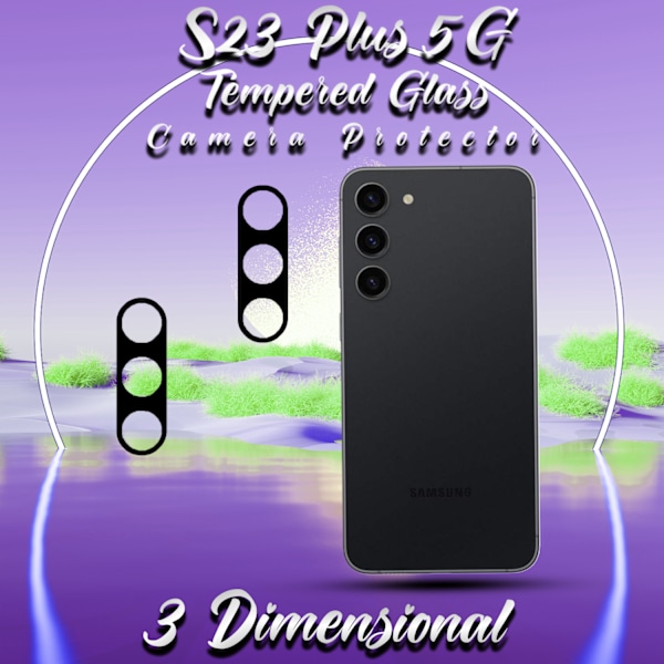 2-Pack Linsskydd Samsung S23 Plus (5G) - 9H Härdat Glass - 3D Super Kvalitet Linsskydd