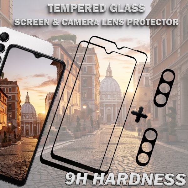 2-Pack SAMSUNG A15 5G Skärmskydd & 2-Pack linsskydd - Härdat Glas 9H - Super kvalitet 3D