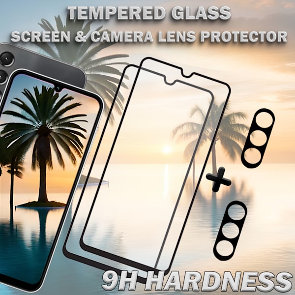 2-Pack SAMSUNG A24 5G Skärmskydd & 2-Pack linsskydd - Härdat Glas 9H - Super kvalitet 3D