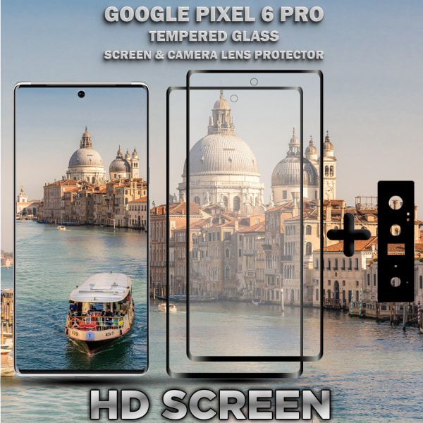 2-Pack GOOGLE PIXEL 6 PRO Skærmbeskyttelse & 1-Pack linsebeskyttelse - Hærdet Glas 9H - Super kvalitet 3D