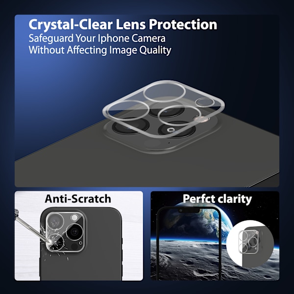 2-Pack Iphone 12 Pro Max Skærmbeskyttelse & 2-Pack linsebeskyttelse - Hærdet Glas 9H - Super kvalitet 3D