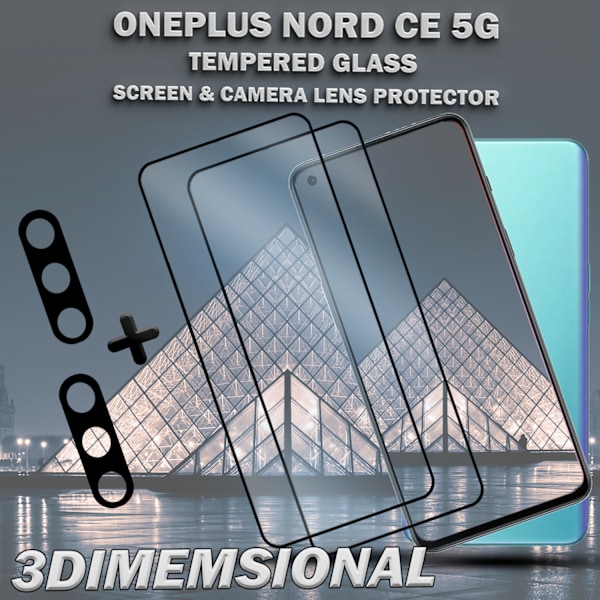 2-Pack ONEPLUS NORD CE Skærmbeskyttelse & 2-Pack linsebeskyttelse - Hærdet Glas 9H - Super kvalitet 3D