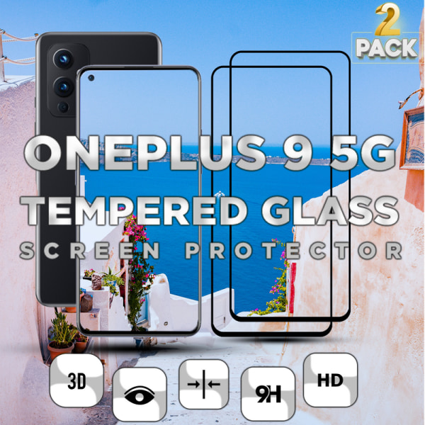 2 Pack OnePlus 9 5G - Härdat glas 9H - Super kvalitet 3D Skärmskydd