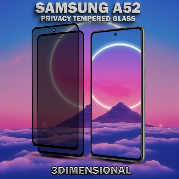 2-Pack Privacy Skärmskydd For Samsung A52 - Härdat Glas 9H - Super Kvalitet 3D