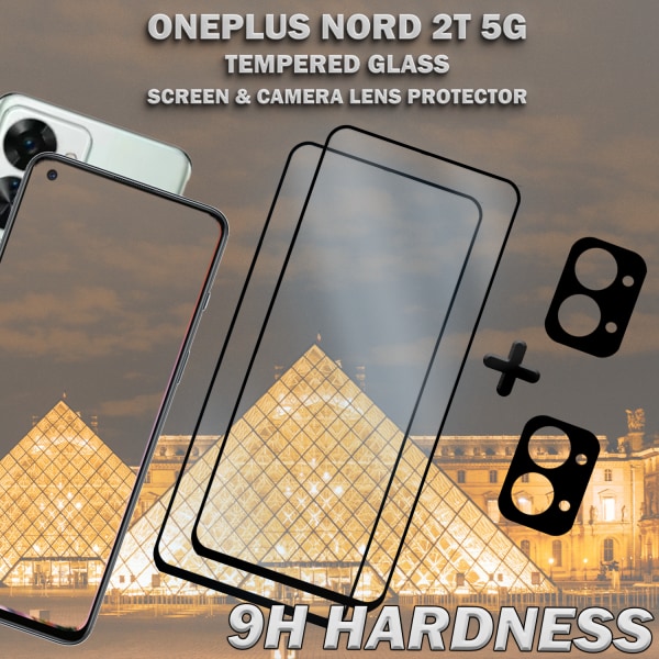2-Pack ONEPLUS NORD 2T 5G Skärmskydd & 2-Pack linsskydd - Härdat Glas 9H - Super kvalitet 3D