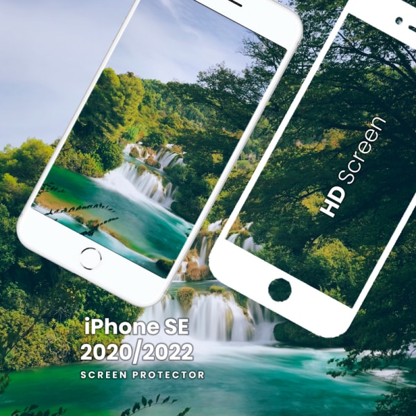 iPhone SE 2020 Vit - Härdat Glas 9H-Super Kvalitet 3D Skärmskydd