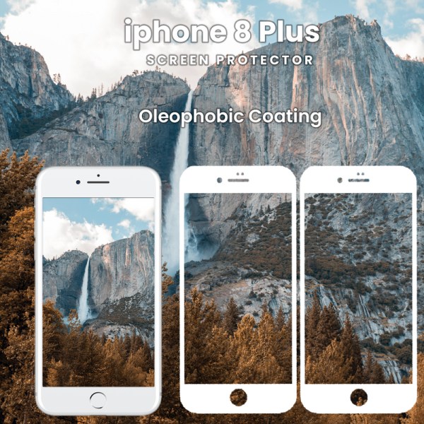 2 Pack iPhone 8 Plus Vit - Härdat Glas 9H - Super Kvalitet 3D