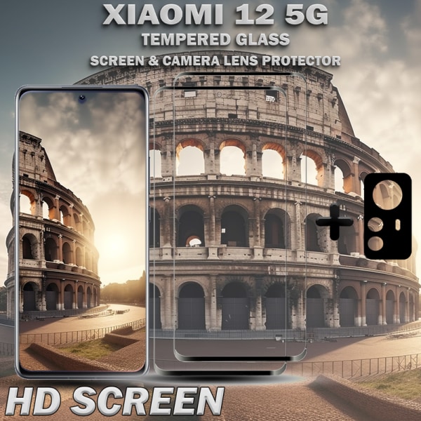 2-Pack XIAOMI 12 5G Skärmskydd & 1-Pack linsskydd - Härdat Glas 9H - Topp kvalitet 3D
