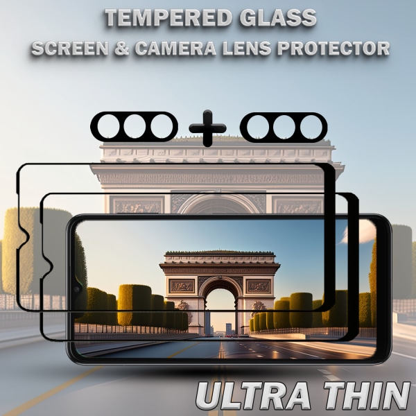 2-Pack SAMSUNG A15 5G Skärmskydd & 2-Pack linsskydd - Härdat Glas 9H - Super kvalitet 3D