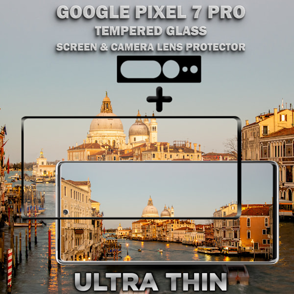 1-Pack GOOGLE PIXEL 7 PRO Näytönsuoja & 1-Pack linssinsuoja - Karkaistu Lasi 9H - Super laatu 3D