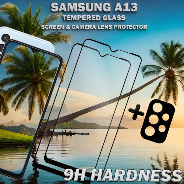 2-Pack Samsung A13 Skärmskydd & 1-Pack linsskydd - Härdat Glas 9H - Super kvalitet 3D