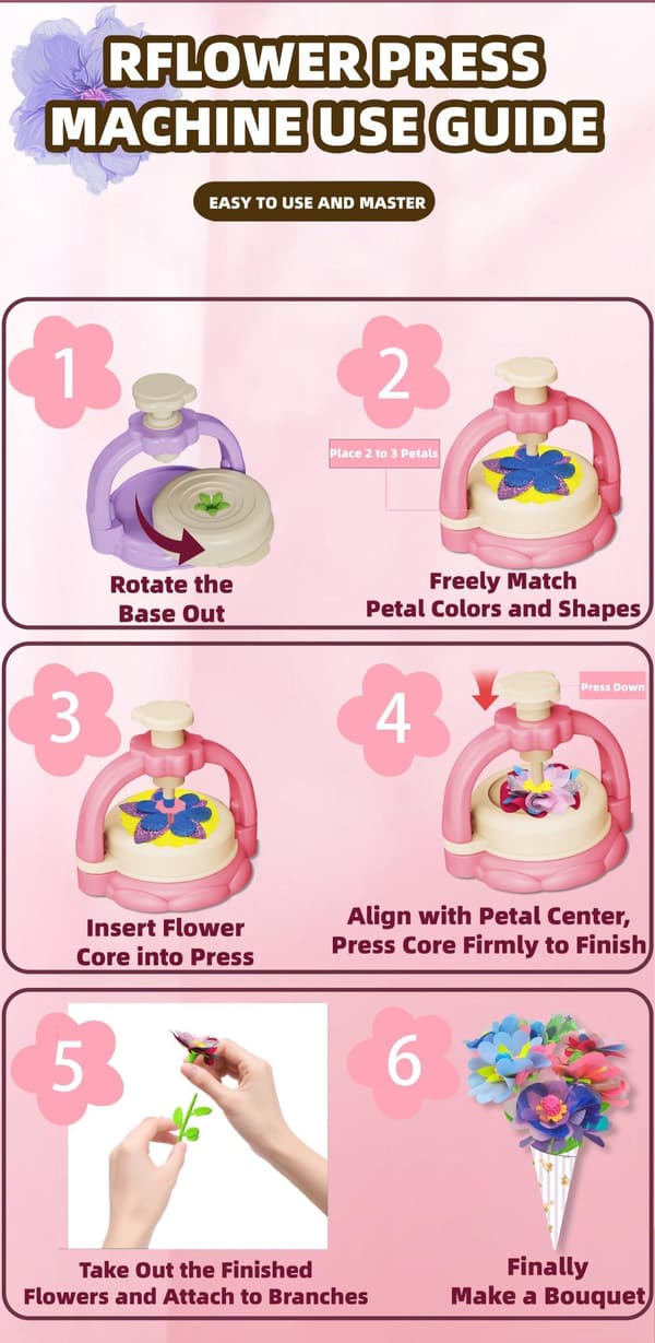 Blomsterpresser til børnehåndværk, DIY-sæt med farverige blomster
