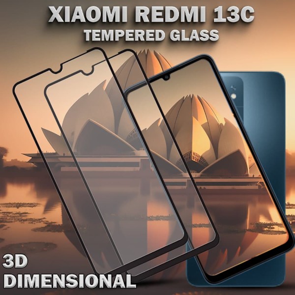 2-Pack XIAOMI REDMI 13C Skærmbeskyttelse - Hærdet Glas 9H - Super kvalitet 3D