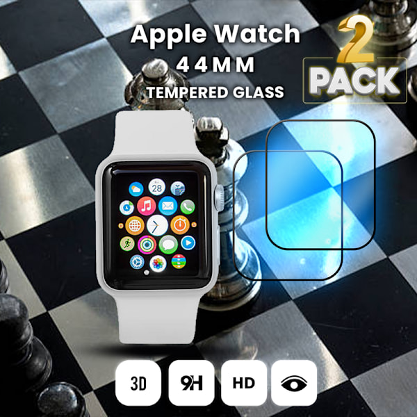 2-Pack APPLE WATCH 44MM Skærmbeskyttelse - Hærdet Glas 9H - Super kvalitet 3D