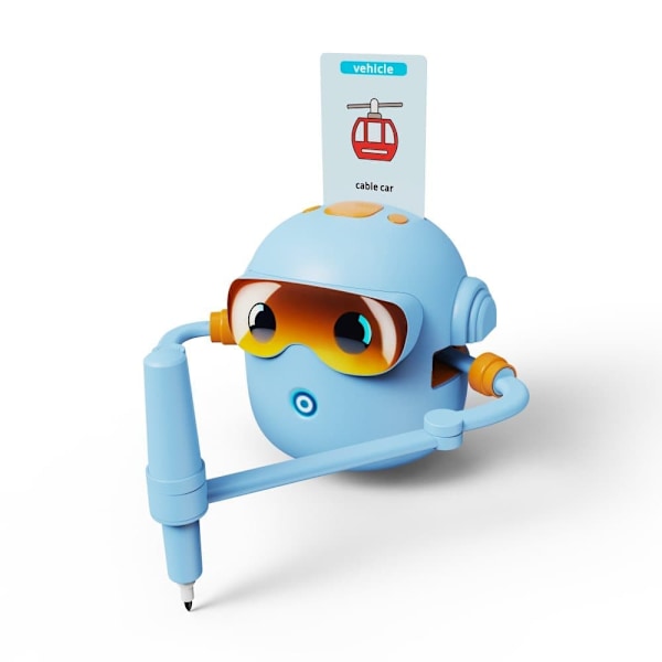 Interaktiv ritrobot för barn – lär sig rita & läsa med 100 kort – pedagogisk leksak och perfekt present från 3 år (Blå färg)