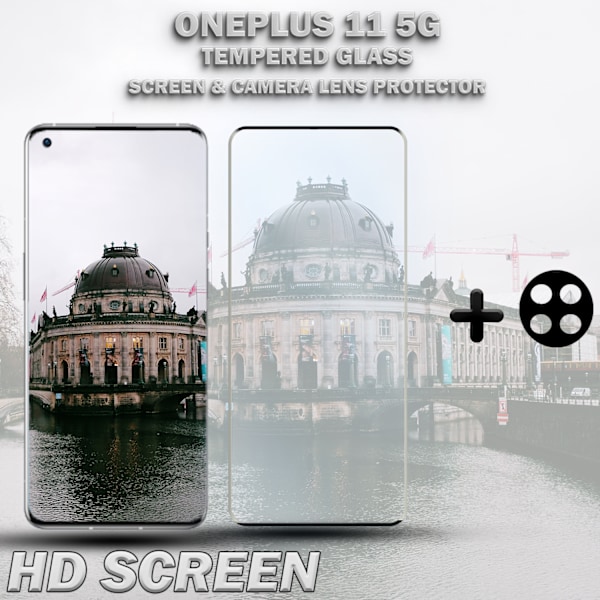 1-Pack ONEPLUS 11 5G Skärmskydd & 1-Pack linsskydd - Härdat Glas 9H - Super kvalitet 3D