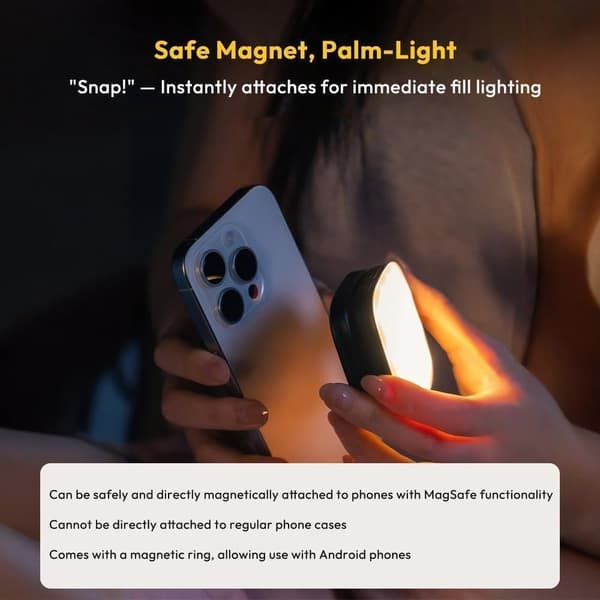Magnetisk selfie lys med LED, kompatibel med MagSafe og Android