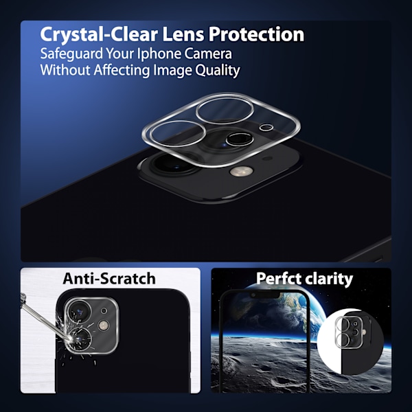 1-Pack ‏‏Iphone 12 Mini Skærmbeskyttelse & 1-Pack linsebeskyttelse - Hærdet Glas 9H - Super kvalitet 3D